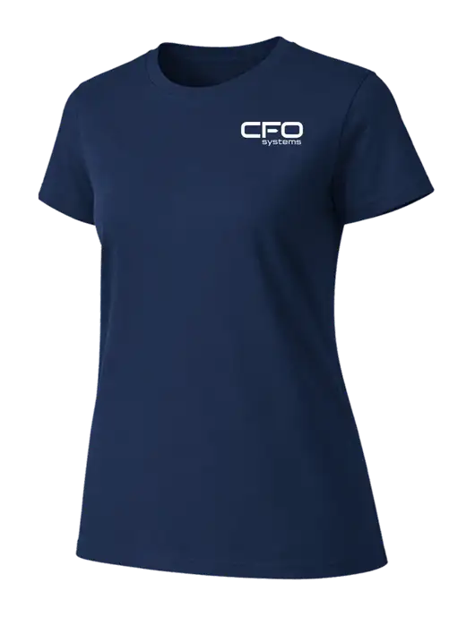 Womens Ring Spun Navy 4.5 oz T-Shirt w/CFO Systems Logo