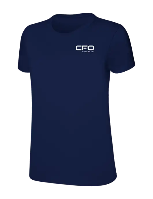 Womens Ring Spun Navy 4.5 oz T-Shirt w/CFO Systems Logo