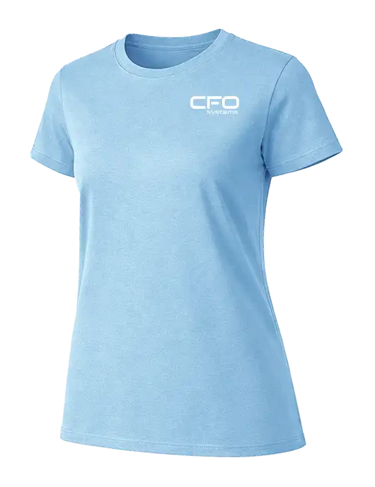 Womens Ring Spun Light Blue 4.5 oz T-Shirt w/CFO Systems Logo