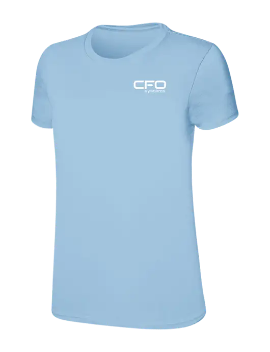Womens Ring Spun Light Blue 4.5 oz T-Shirt w/CFO Systems Logo