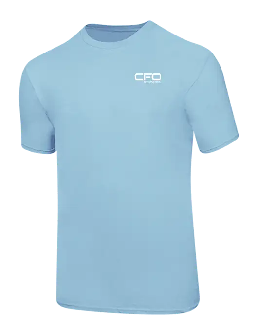 Ring Spun Light Blue 4.5 oz T-Shirt w/CFO Systems Logo