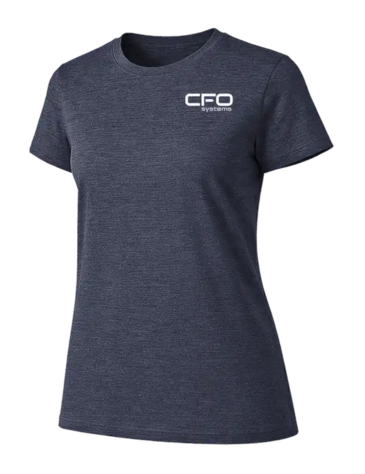 Womens Ring Spun Heather Navy 4.5 oz T-Shirt w/CFO Systems Logo