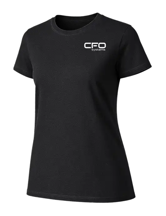 Womens Ring Spun Jet Black 4.5 oz T-Shirt w/CFO Systems Logo
