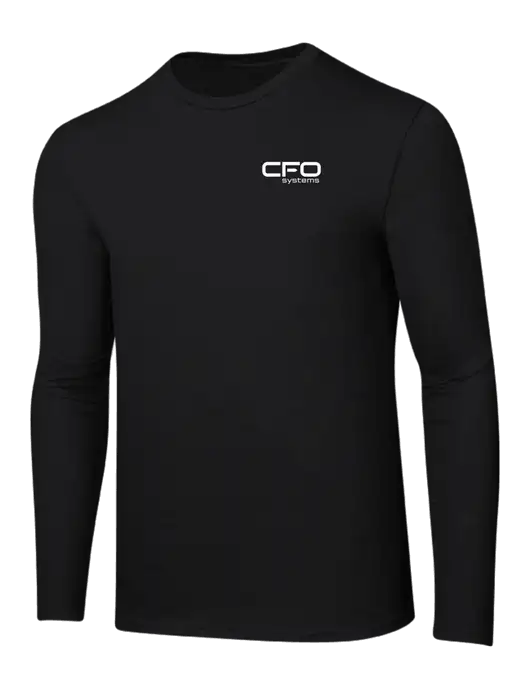 Ring Spun Jet Black 4.5 oz Long Sleeve T-Shirt w/CFO Systems Logo