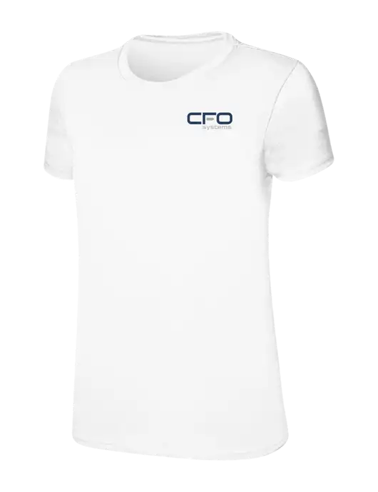 Womens Ring Spun White 4.5 oz T-Shirt w/CFO Systems Logo