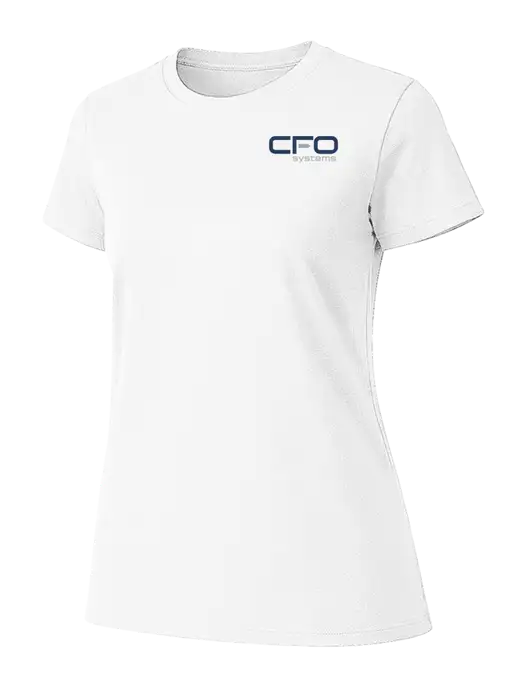 Womens Ring Spun White 4.5 oz T-Shirt w/CFO Systems Logo
