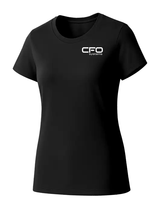 Womens Seriously Soft Black T-Shirt w/CFO Systems Logo