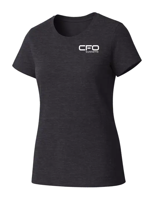 Womens Seriously Soft Heathered Charcoal T-Shirt w/CFO Systems Logo