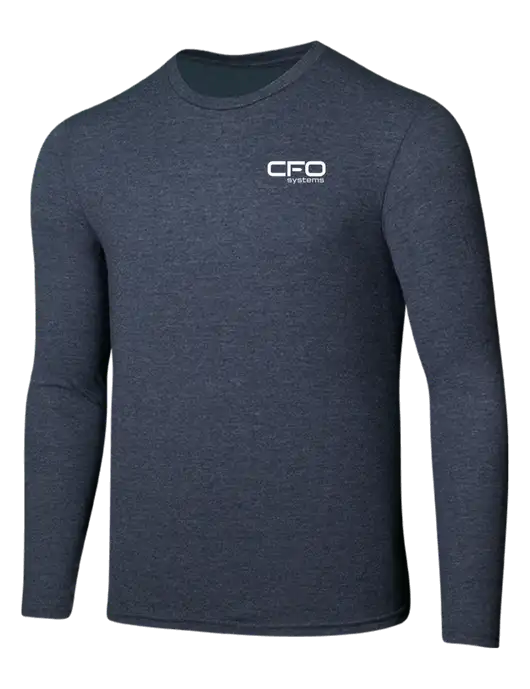 Seriously Soft Heathered Navy Long Sleeve T-Shirt w/CFO Systems Logo