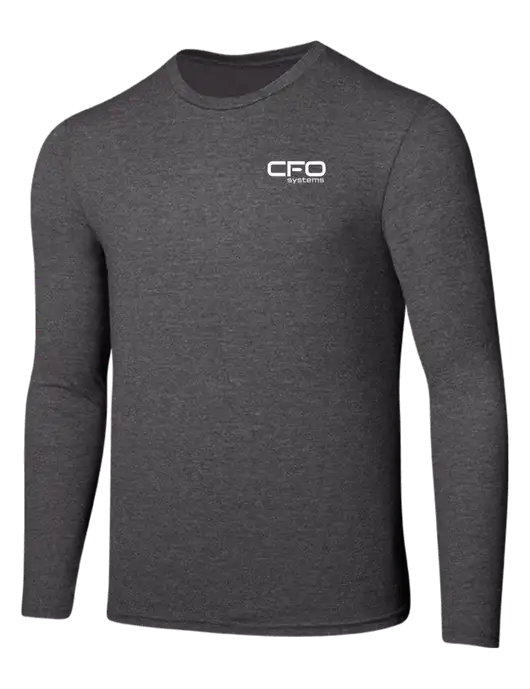 Seriously Soft Heathered Charcoal Long Sleeve T-Shirt w/CFO Systems Logo