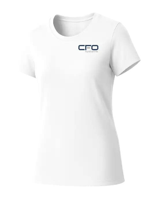 Womens Seriously Soft White T-Shirt w/CFO Systems Logo