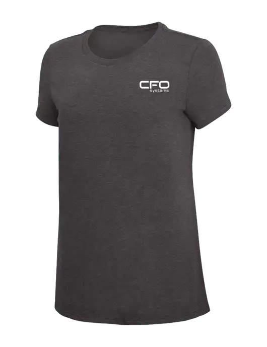 Womens Simply Soft Heather Charcoal 4.5oz  Poly/Combed Ring Spun Cotton T-Shirt w/CFO Systems Logo