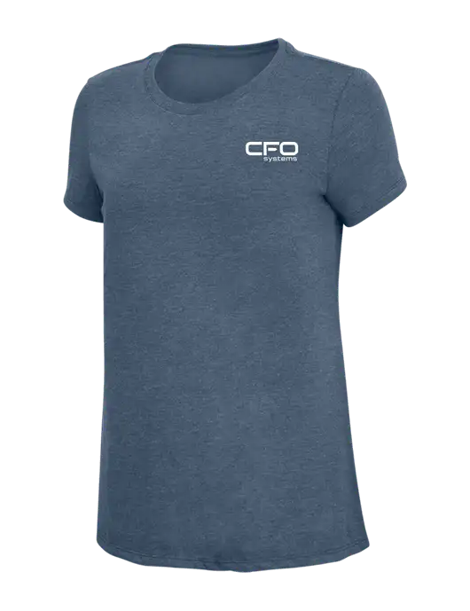 Womens Simply Soft Navy Frost 4.5oz  Poly/Combed Ring Spun Cotton T-Shirt w/CFO Systems Logo