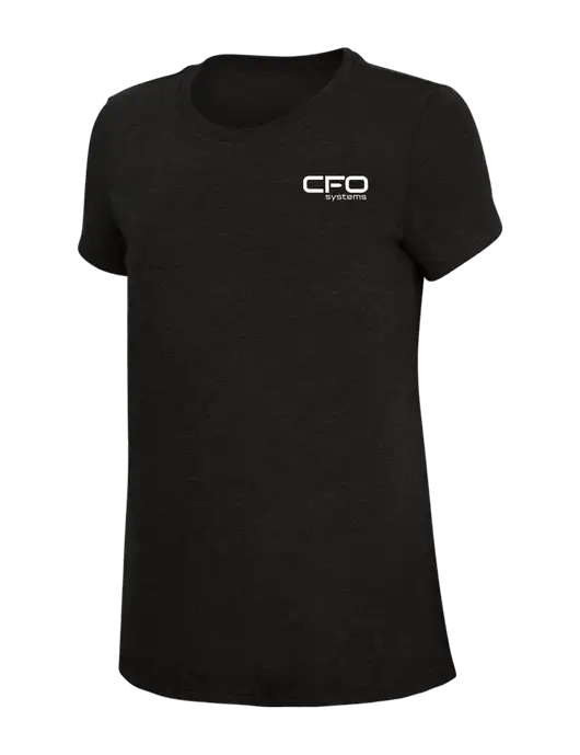 Womens Simply Soft Black 4.5oz Poly/Combed Ring Spun Cotton T-Shirt w/CFO Systems Logo