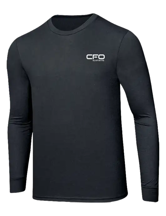 Simply Soft Long Sleeve Black Frost 4.5 oz, Poly/Combed Ring Spun Cotton T-Shirt w/CFO Systems Logo