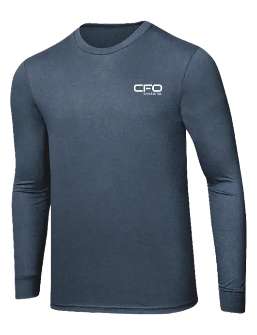 Simply Soft Long Sleeve Navy Frost 4.5 oz, Poly/Combed Ring Spun Cotton T-Shirt w/CFO Systems Logo