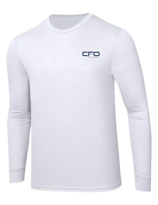 Simply Soft Long Sleeve White 4.5 oz, Poly/Combed Ring Spun Cotton T-Shirt w/CFO Systems Logo