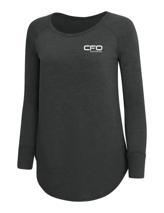 Womens Perfect Wide Collar Tunic Tri-Blend Black Frost 4.5 oz T-Shirt w/CFO Systems Logo
