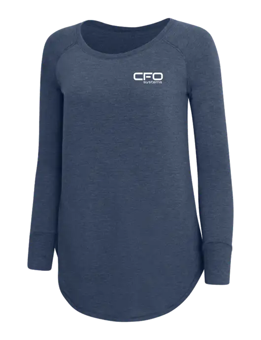 Womens Perfect Wide Collar Tunic Tri-Blend Navy Frost 4.5 oz T-Shirt w/CFO Systems Logo