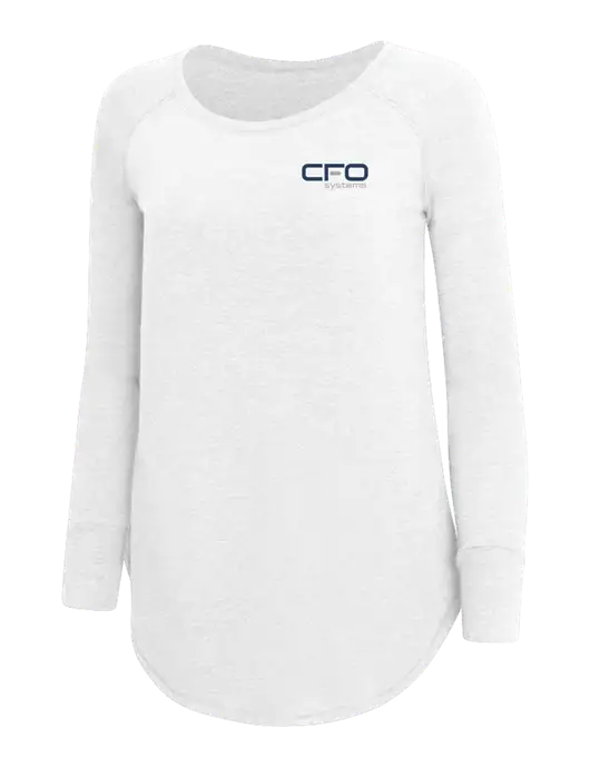Womens Perfect Wide Collar Tunic Tri-Blend White 4.5 oz T-Shirt w/CFO Systems Logo