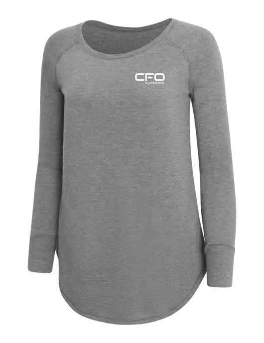 Womens Perfect Wide Collar Tunic Tri-Blend Grey Frost 4.5 oz T-Shirt w/CFO Systems Logo