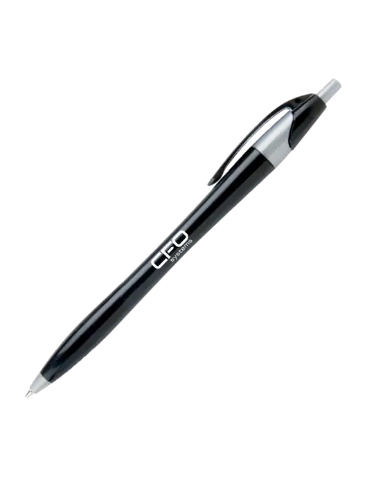 Novella Black/Silver Corporate Pen - Blue Ink w/CFO Systems Logo