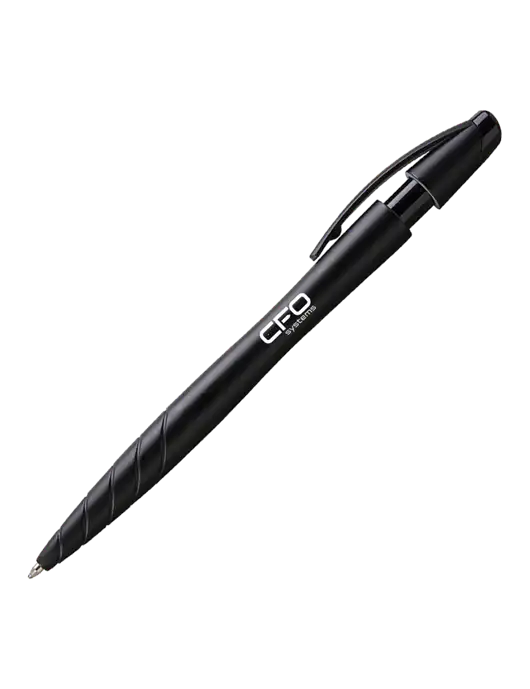 Awali Black Metallic Pen - Black Ink w/CFO Systems Logo