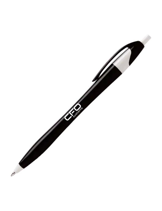 Novella Black/White Executive Pen - Blue Ink w/CFO Systems Logo