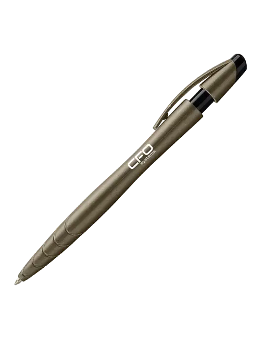 Awali Grey Metallic Pen - Black Ink w/CFO Systems Logo