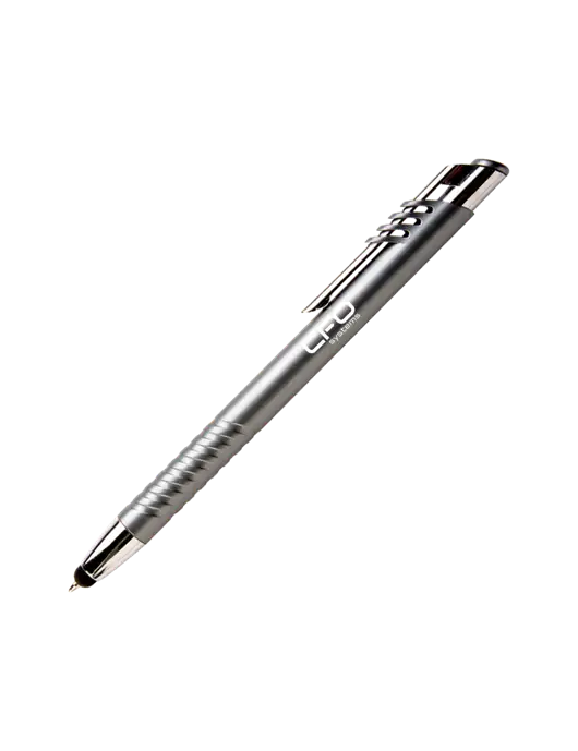 Schirhart Grey Stylus Pen - Blue Ink w/CFO Systems Logo