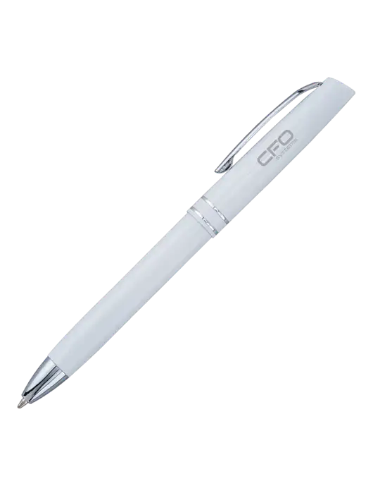 White Anguilla Black Ink Pen w/CFO Systems Logo