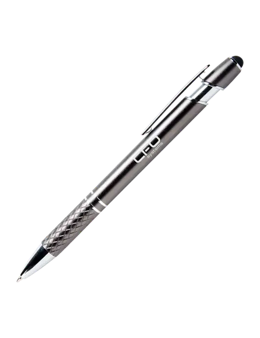 Valencia Gunmetal Stylus Pen - Black Ink w/CFO Systems Logo