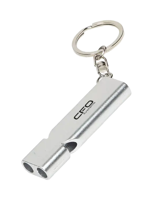 Quick Alert Silver Safety Whistle w/CFO Systems Logo