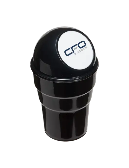 Black Car Cup Holder Trash Can w/CFO Systems Logo