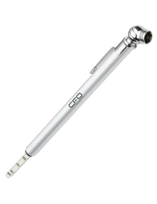 Quick View Silver Tire Gauge w/CFO Systems Logo