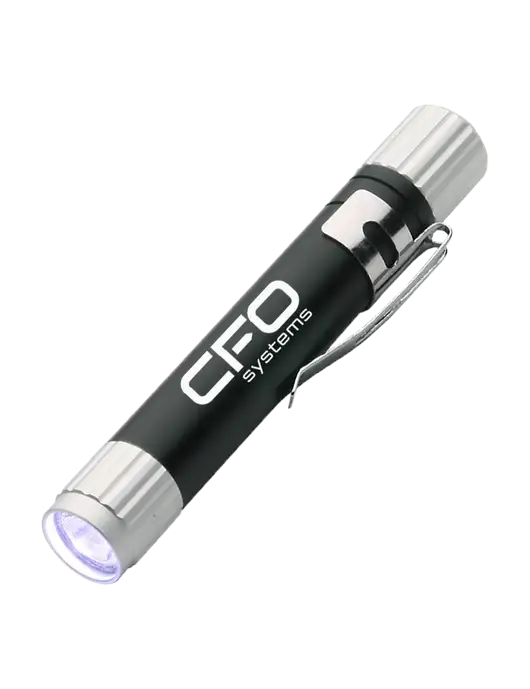 Black Aluminum LED Penlight w/CFO Systems Logo
