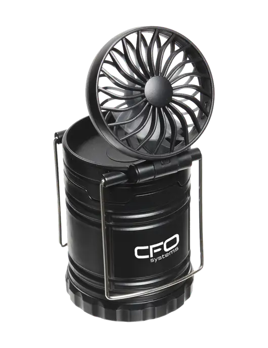 Black Retro Lantern with Fan w/CFO Systems Logo