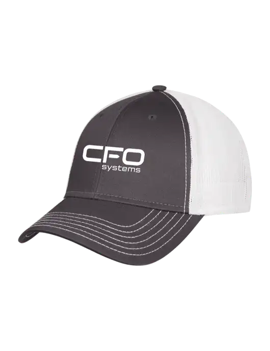 Dark Grey/White Mesh Trucker Cap Snap Back w/CFO Systems Logo