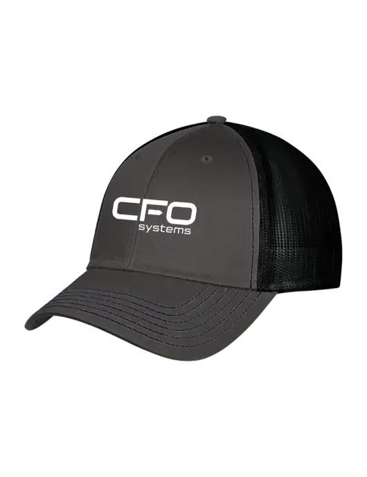 Charcoal & Black Mesh Trucker Cap Snap Back w/CFO Systems Logo
