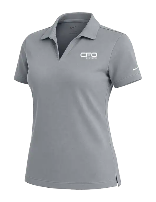 NIKE Medium Grey Womens Dri-Fit Micro Pique Polo w/CFO Systems Logo