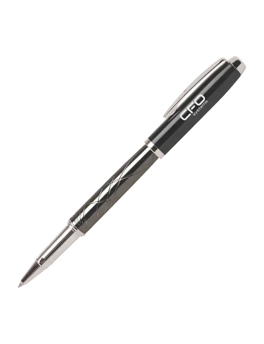 Modernist Black Rollerball Pen - Black Ink w/CFO Systems Logo