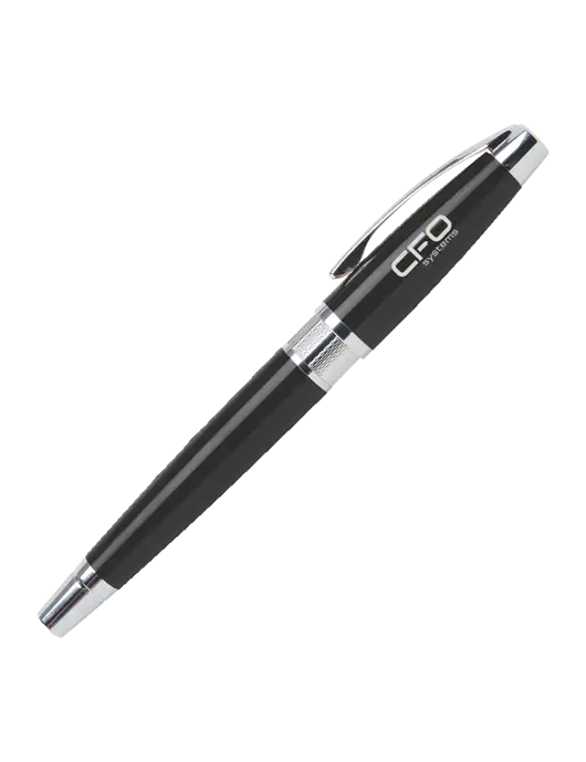 Masscotti Black Rollerball Pen - Black Ink w/CFO Systems Logo