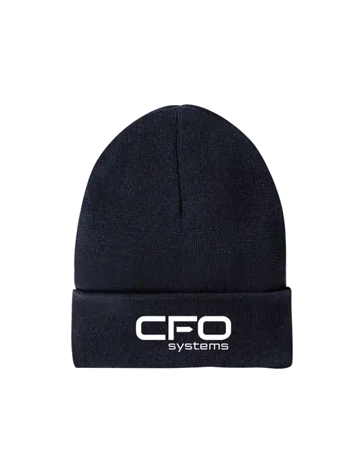 Recycled True Navy Beanie w/CFO Systems Logo