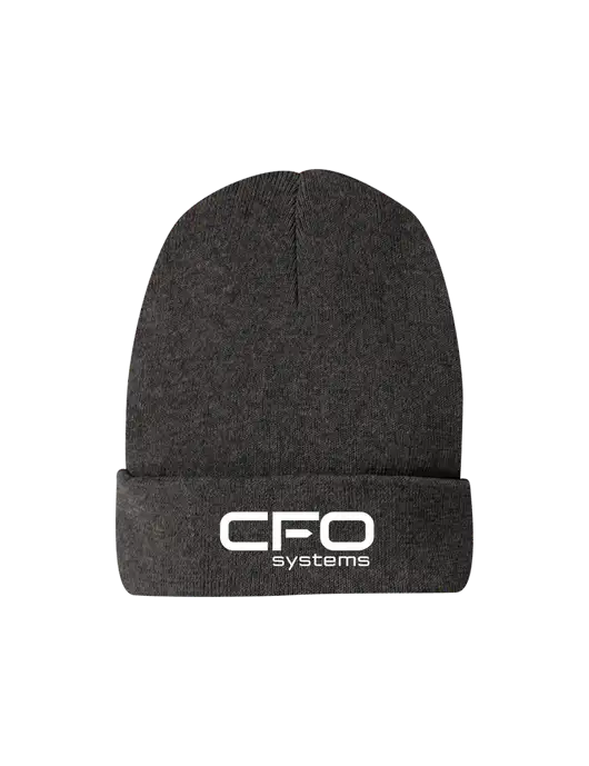 Recycled Charcoal Heather Beanie w/CFO Systems Logo