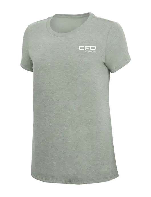 Womens Simply Soft Heathered Light Grey 4.5oz Poly/Combed Ring Spun Cotton T-Shirt w/CFO Systems Logo