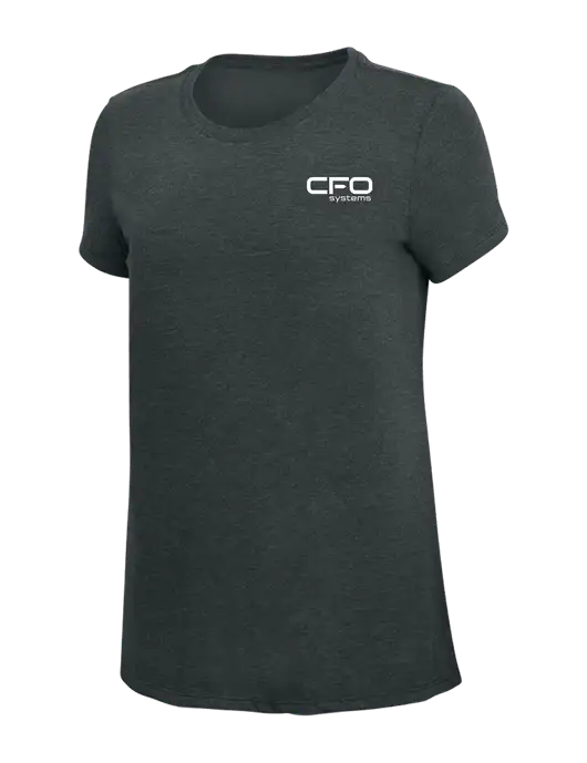 Womens Simply Soft Black Frost 4.5oz Poly/Combed Ring Spun Cotton T-Shirt w/CFO Systems Logo