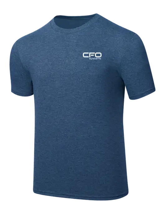 Simply Soft Heathered Navy 4.5oz  Poly/Combed Ring Spun Cotton T-Shirt w/CFO Systems Logo