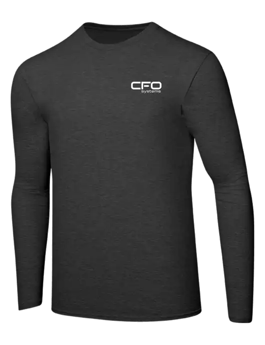 Ring Spun Dark Heather Grey 4.5 oz Long Sleeve T-Shirt w/CFO Systems Logo