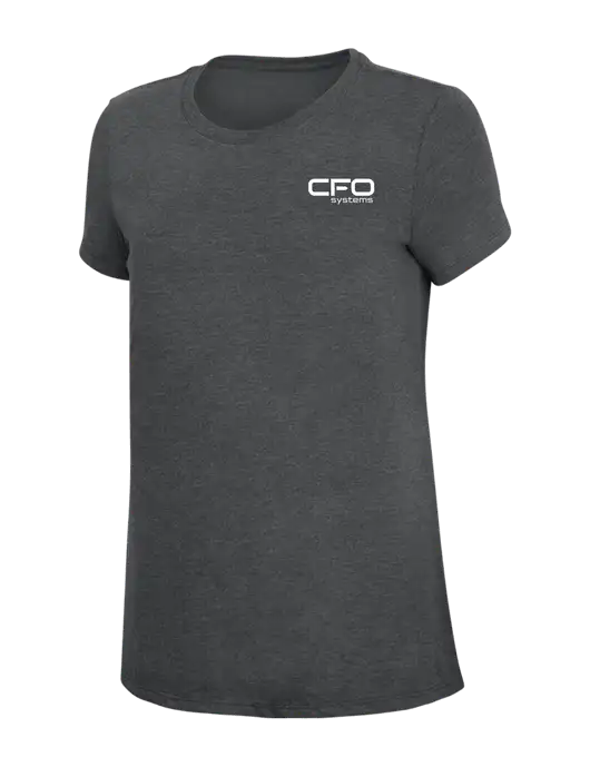 Womens Simply Soft Charcoal 4.5oz Poly/Combed Ring Spun Cotton T-Shirt w/CFO Systems Logo