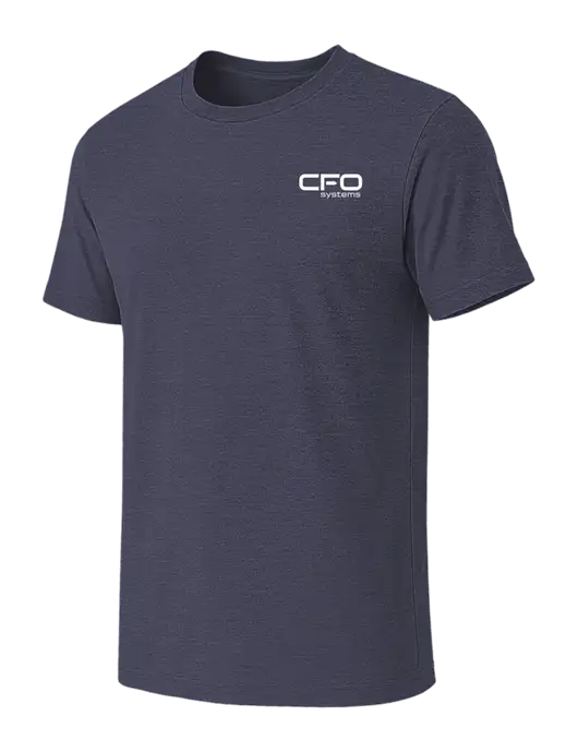 BELLA+CANVAS Heather Navy CVC Short Sleeve Tee w/CFO Systems Logo